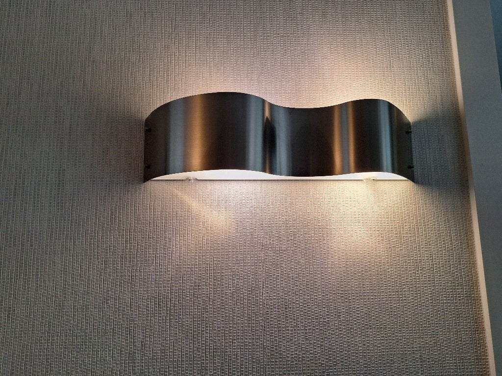 Wandlamp Estiluz RVS en matglas, Ophalen, Zo goed als nieuw, Wandlamp, Zilver