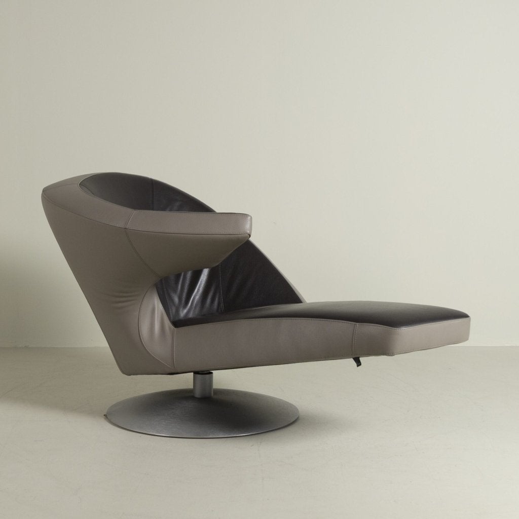 Leolux Parabolica Fauteuil Grijs/Bruin Leer, Huis en Inrichting, Leolux, Zo goed als nieuw, Niet ingevuld, Niet ingevuld