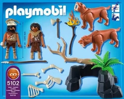 Playmobil 5102 Holbewoners met sabeltandtijgers, Kinderen en Baby's, Speelgoed | Playmobil, Complete set, Zo goed als nieuw, Figuren