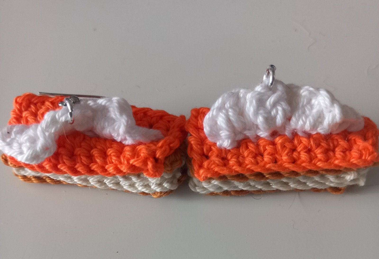 Gehaakte tompouce oorbellen, Overige materialen, Hangers, Nieuw, Oranje
