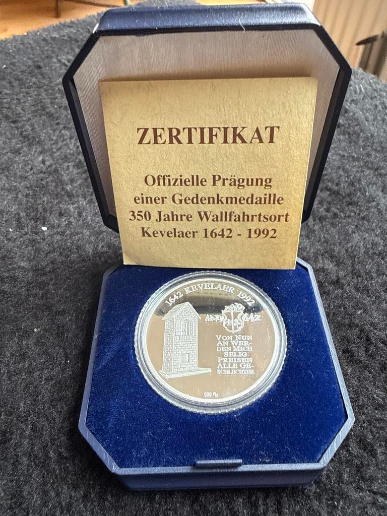 Zilveren Herdenkingsmunt Kevelaer 1642-1992, Ophalen of Verzenden, Zilver, Buitenland