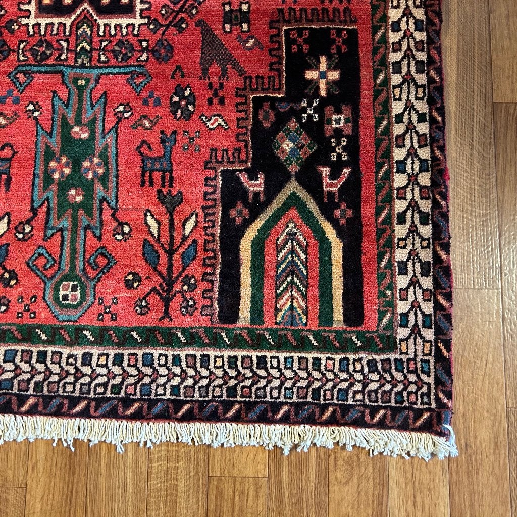 perzisch tapijt afshar - 165 x 107 handgeknoopt vloerkleed, Gebruikt, 100 tot 150 cm, Taag 63, 2491 CS, Den Haag (Forepark), Ophalen of Verzenden