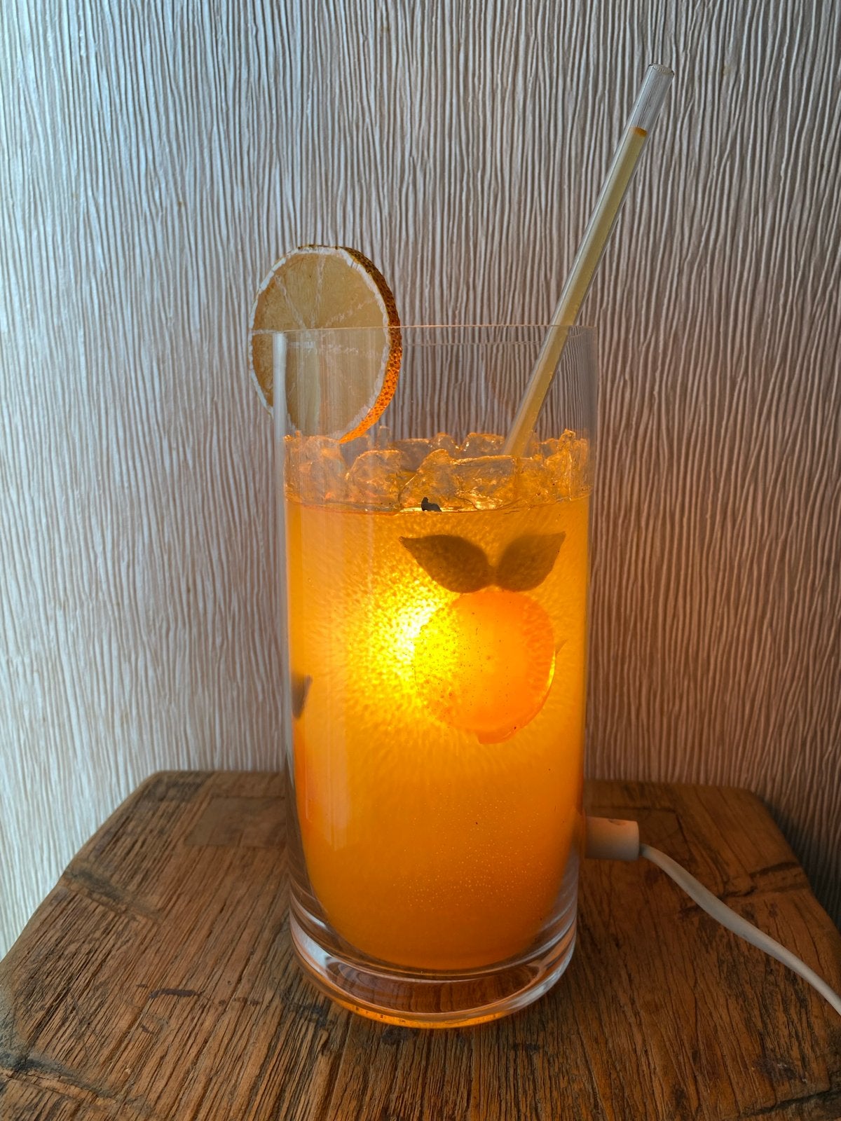 Vintage cocktail lamp jaren 80 - Oranje drankje, Antiek en Kunst, Ophalen of Verzenden
