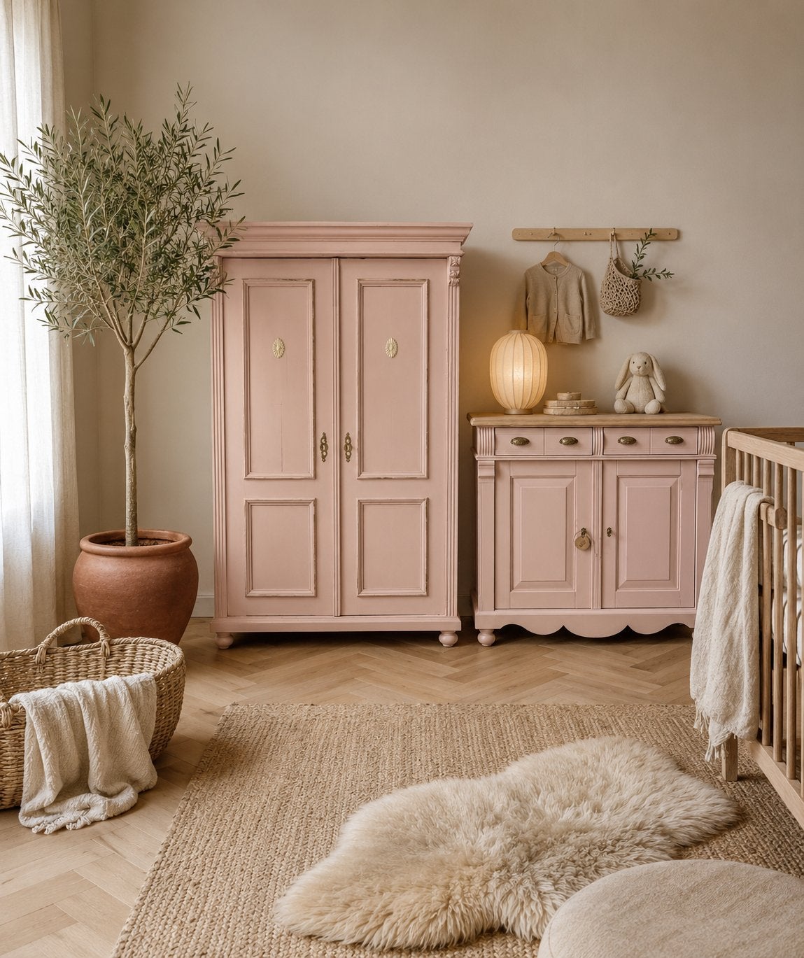 Vintage babykamer commode kledingkast roze brocante, Ophalen, 50 tot 70 cm, 105 cm of meer, Nvt