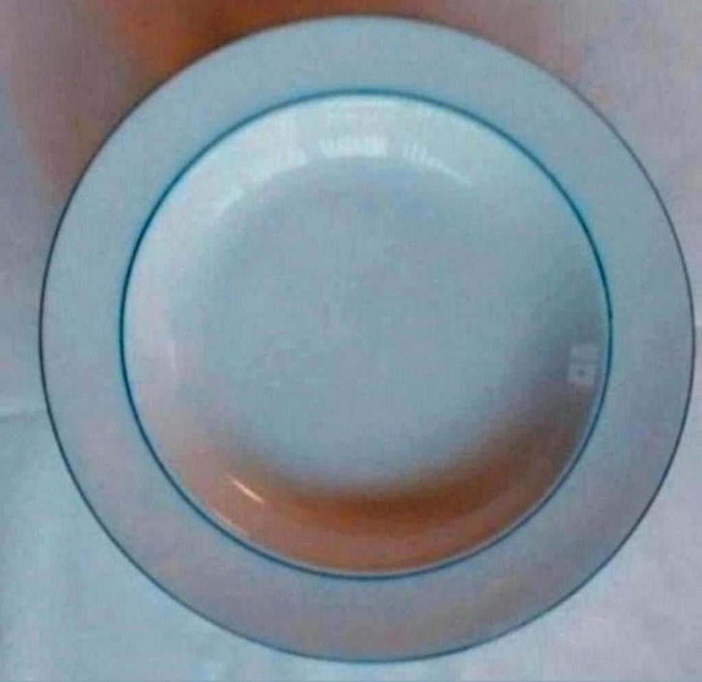 Witte borden Winterling Schwartzenbach blauwe dubbele bies, Huis en Inrichting, Keuken | Servies, Zo goed als nieuw, Bord(en)
