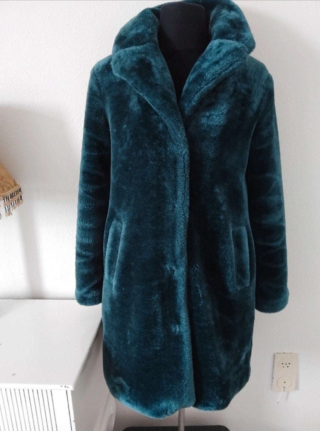 King Louie Faux Fur Jas Maat 38/40 (M) petrol blauw, Maat 38/40 (M), Blauw, Ophalen of Verzenden, Zo goed als nieuw