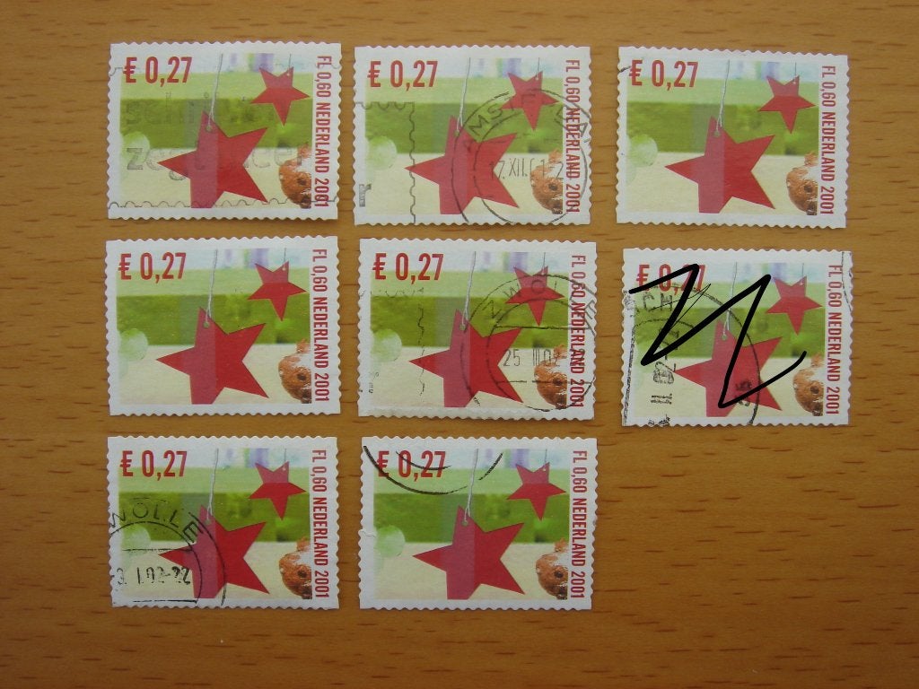 2001 Decemberzegels NVPH 2015 – 7x - Kerststerren, Ophalen of Verzenden, Na 1940, Gestempeld