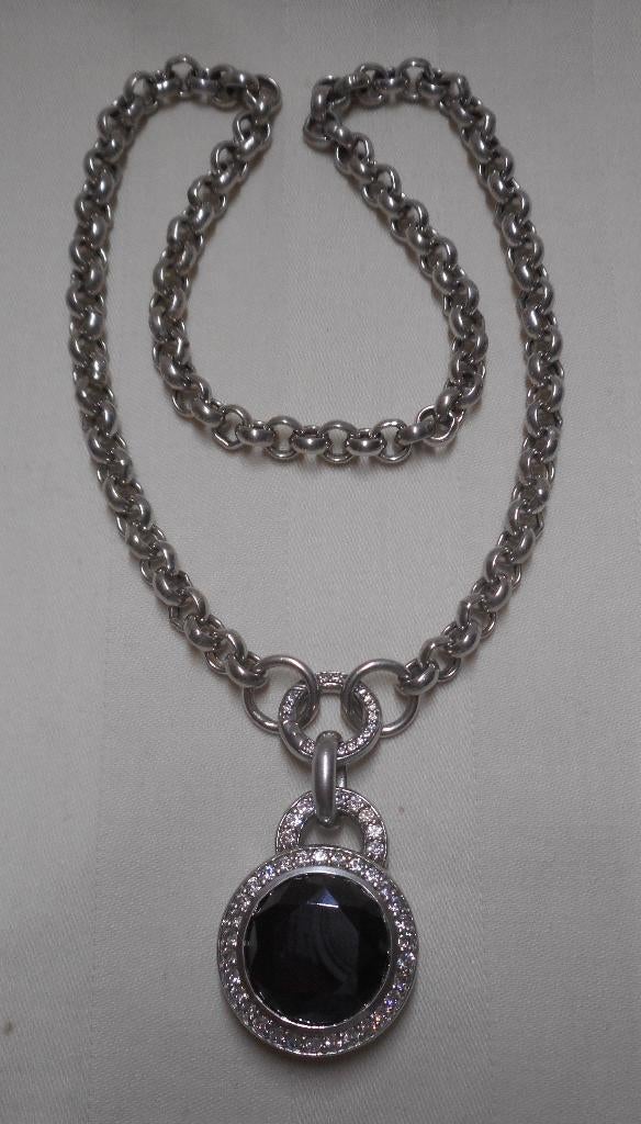 Zilveren Ti Sento hanger + clip en jasseron ketting nr.1264, Met hanger, Verzenden, Zo goed als nieuw, Zilver