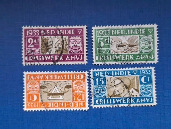 Postzegel NL Indie 1933 serie AMVJ 16-07, Ophalen of Verzenden, Gestempeld, Nederlands-Indië