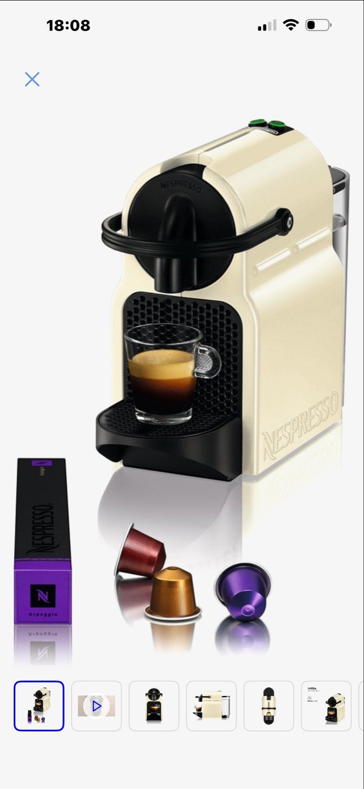 Nespresso Inissia Koffiemachine - Crème ( vaste prijs ), Koffiepads en cups, Koffiemachine, Ophalen of Verzenden, Zo goed als nieuw