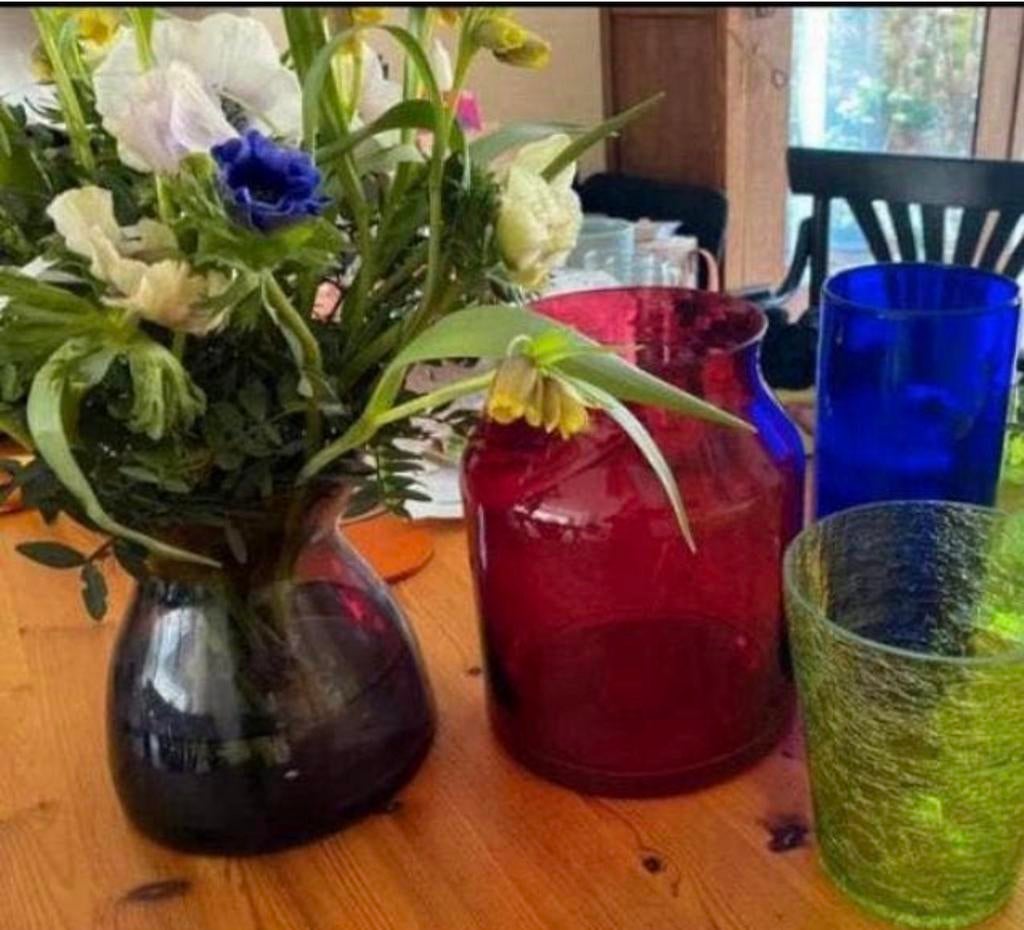 Gekleurde Designvazen , Leerdam , Fins, Rood, Groen, Kobalt, Ophalen of Verzenden