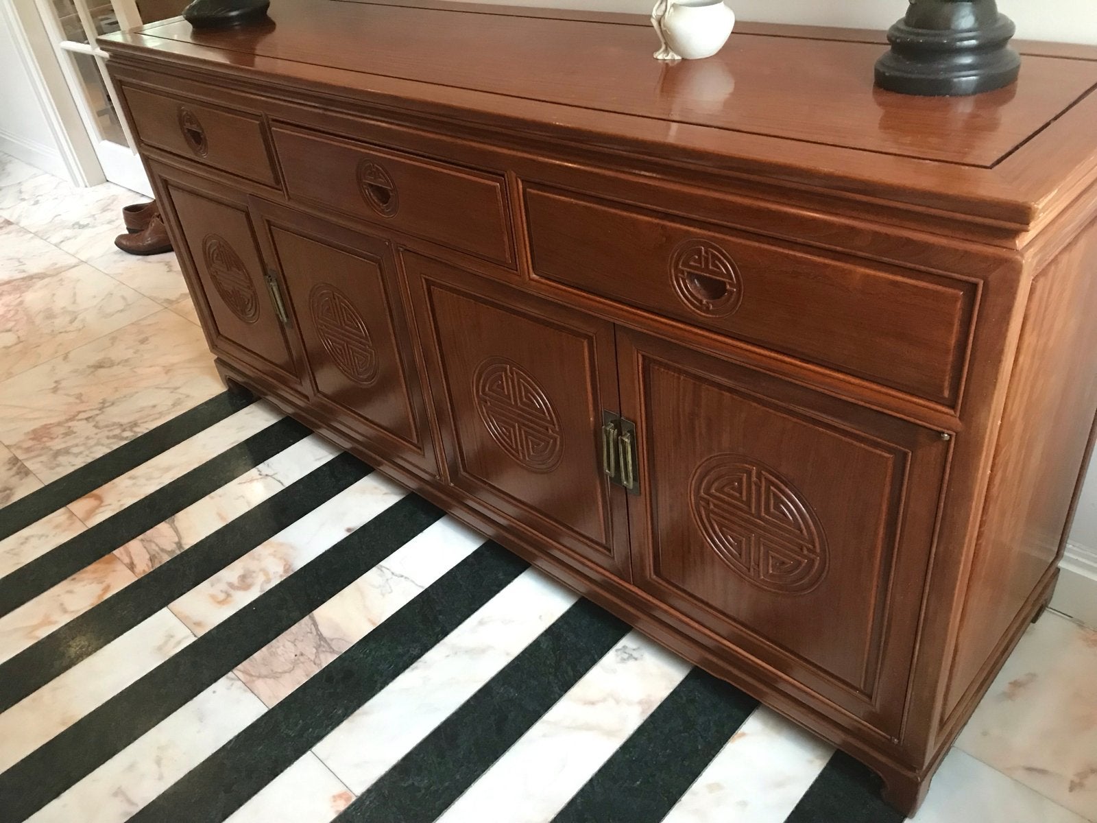 Authentiek Massief Palissander Chinees Dressoir/Buffetkast, Ophalen, 150 tot 200 cm, Zo goed als nieuw, Met lade(s)
