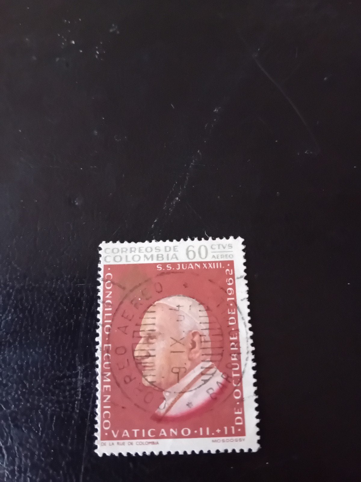 Colombia postzegel Paus Johannes XXIII Vaticaan II 1962, Ophalen of Verzenden, Gestempeld