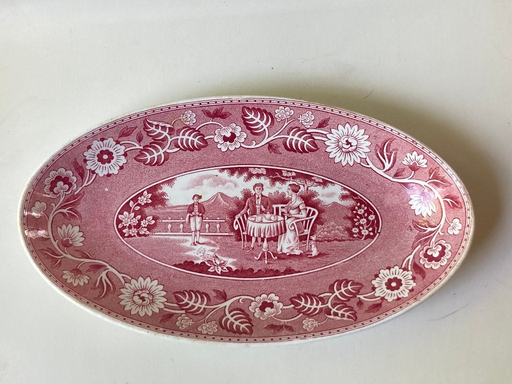 Societe Ceramique schaaltje Tea Drinker rood, Antiek en Kunst, Antiek | Servies los, Ophalen of Verzenden