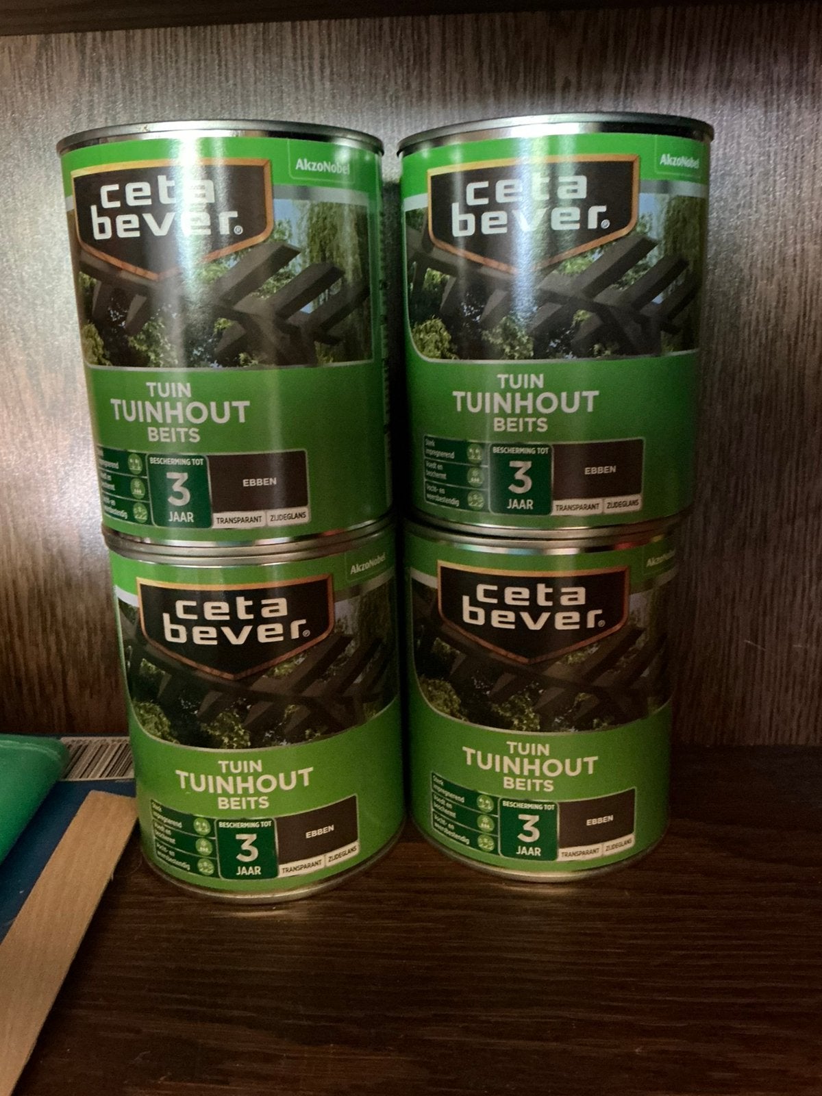 4 blikken beits, Ophalen, Nieuw, Bruin, Beits