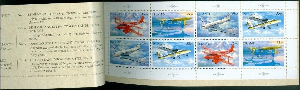 IJSLAND 1997 Postvliegtuigen Postzegelboekje, Michel: MH-10, Verzenden, Postfris, Vliegtuigen