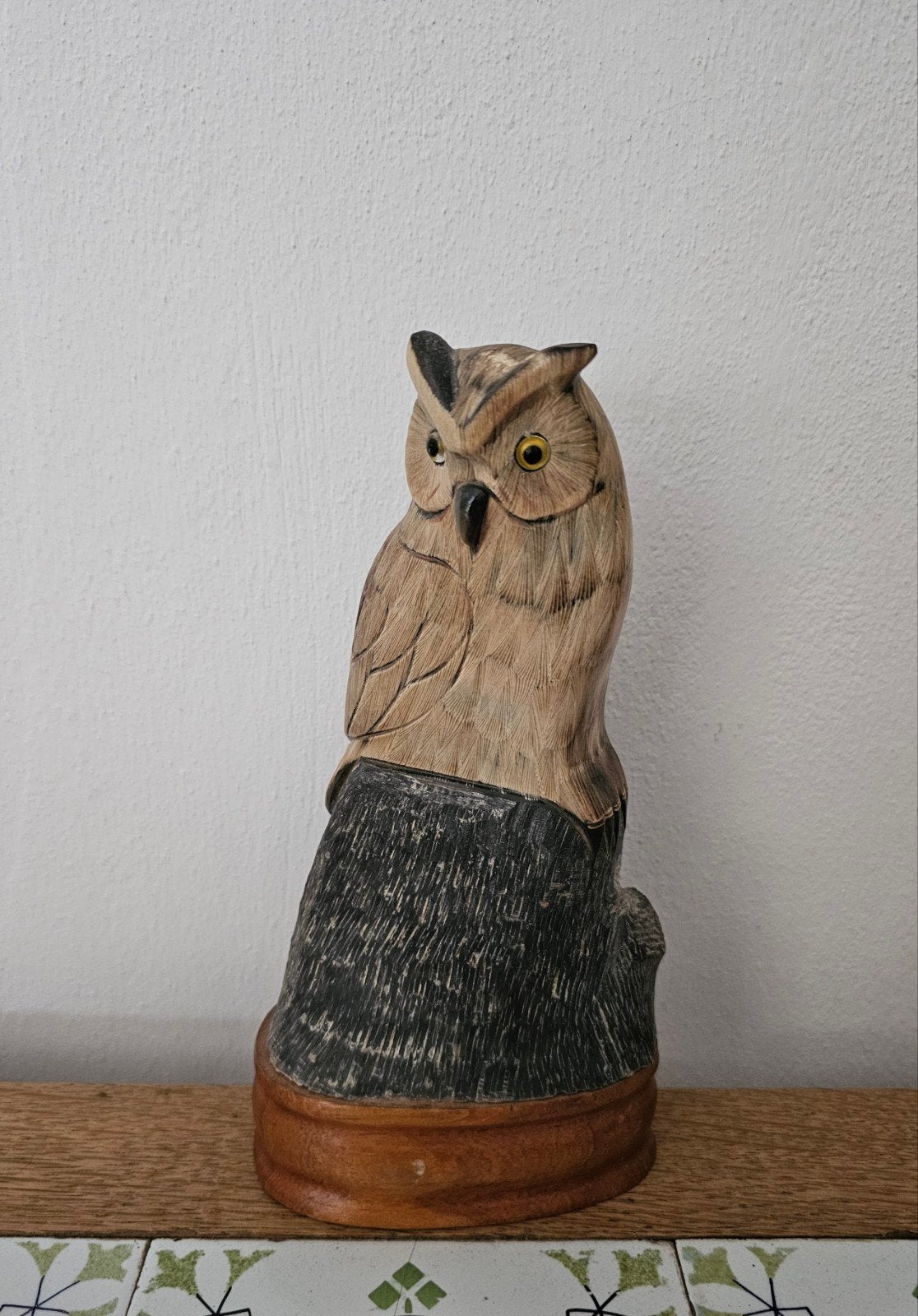 Houten vintage uil handgesneden, Antiek en Kunst, Ophalen of Verzenden, 20 - 50 cm, Beeld, Vogel