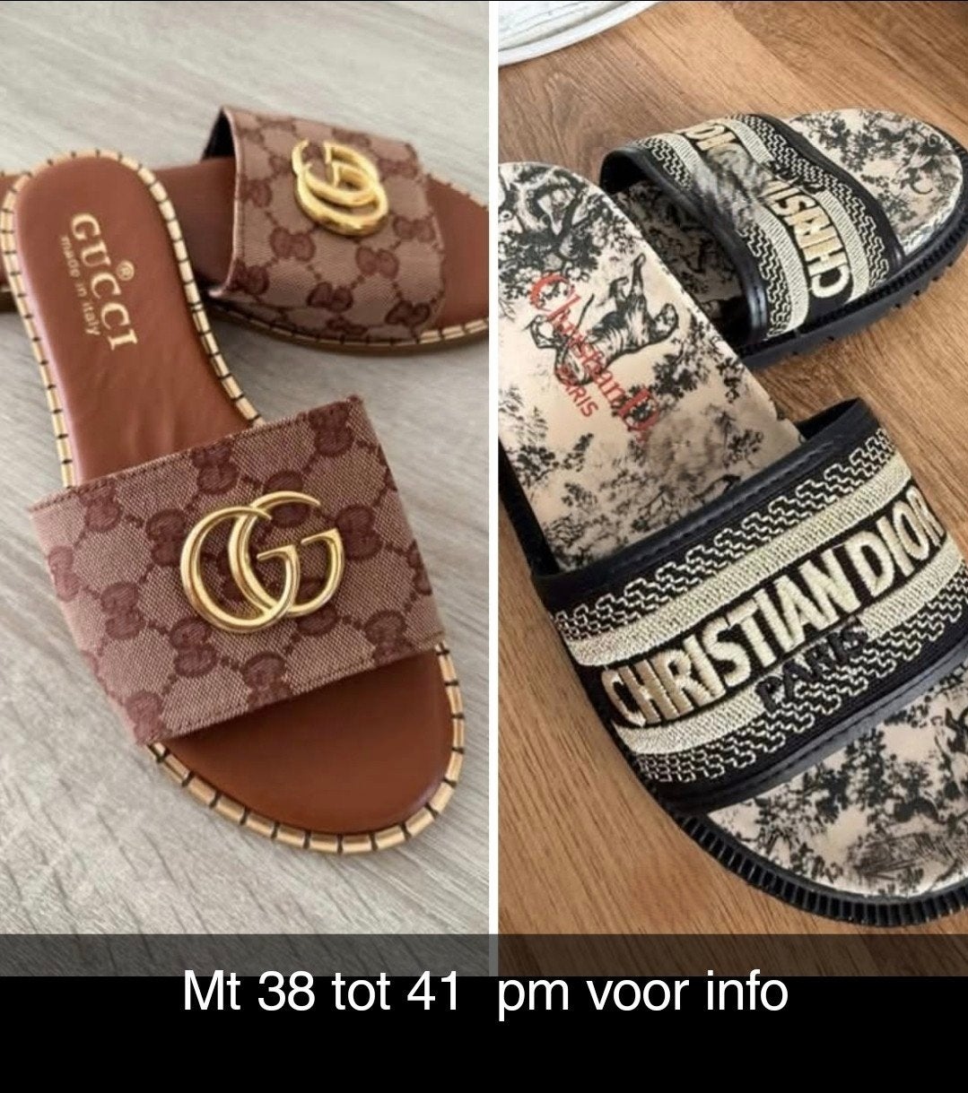 Luxe slippers: Gucci en Christian Dior stijl, Ophalen of Verzenden, Nieuw, Zwart