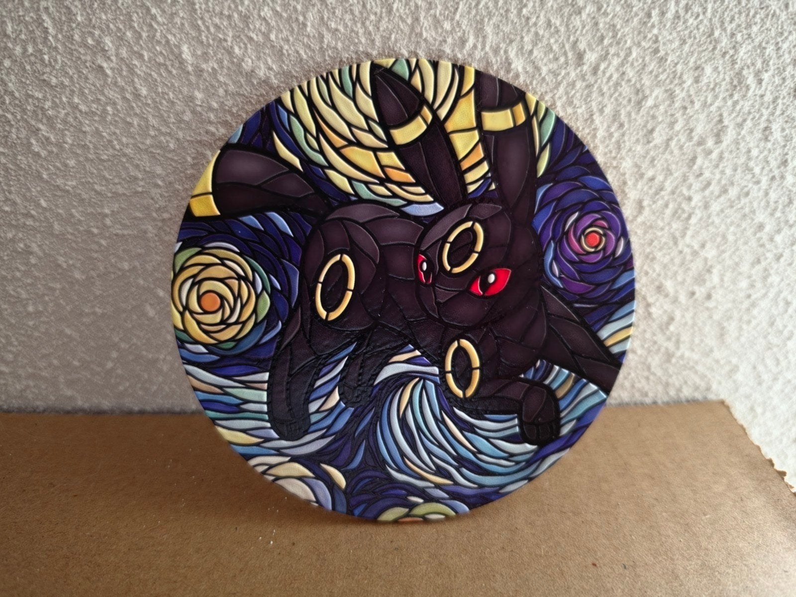 Umbreon Stained Glass Onderzetter Rond 10cm, Ophalen of Verzenden, Nieuw