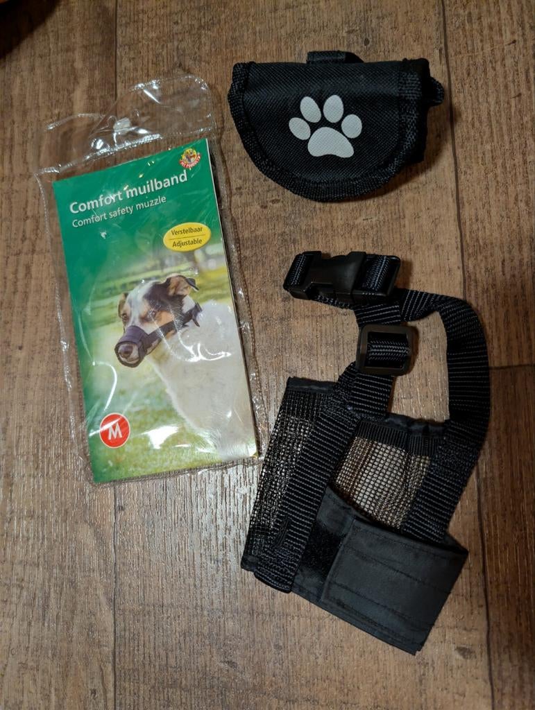 Comfort muilband maat Medium met opbergtasje zakjes - nieuw, Dieren en Toebehoren, Ophalen of Verzenden, Nieuw