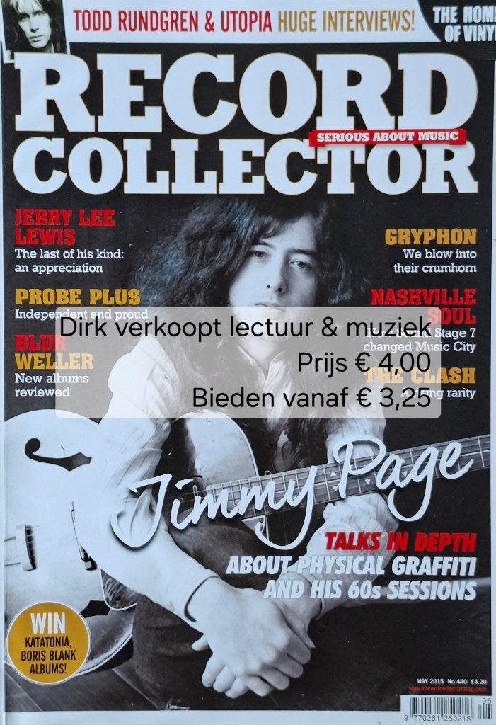 Engels Muziekblad Record Collector nr 440, 2015: Jimmy Page, Verzamelen, Ophalen of Verzenden, Gebruikt, Boek, Tijdschrift of Artikel