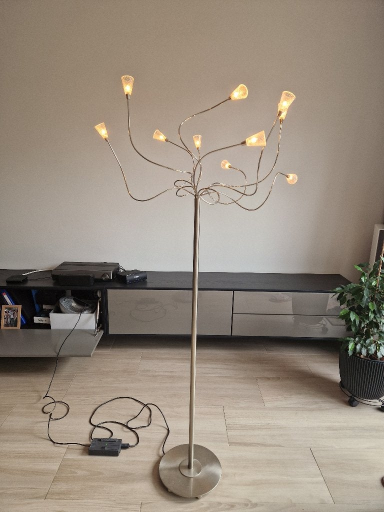 Prachtige design vloerlamp met 10 lichtpunten – dimbaar, Ophalen, Gebruikt, Mid-Century Modern / Space Age (Atomic Age), Glas