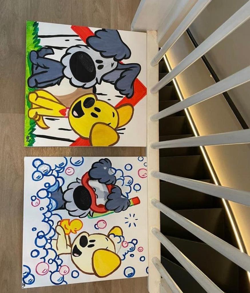 Set van 2 Woezel & Pip schilderijen - 50x50 cm, Ophalen