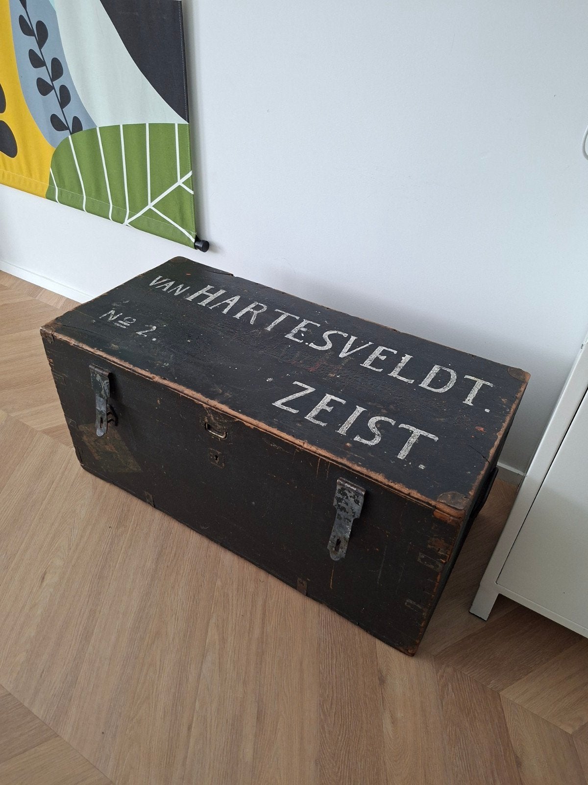 Kist zwart mooi formaat salontafel, Ophalen, Gebruikt, Teakhout, Minder dan 50 cm