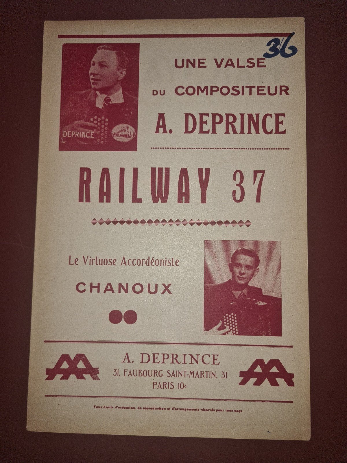 Bladmuziek: Railway 37 - Een Wals van A. Deprince, Gebruikt, Overige genres, Piano, Ophalen of Verzenden