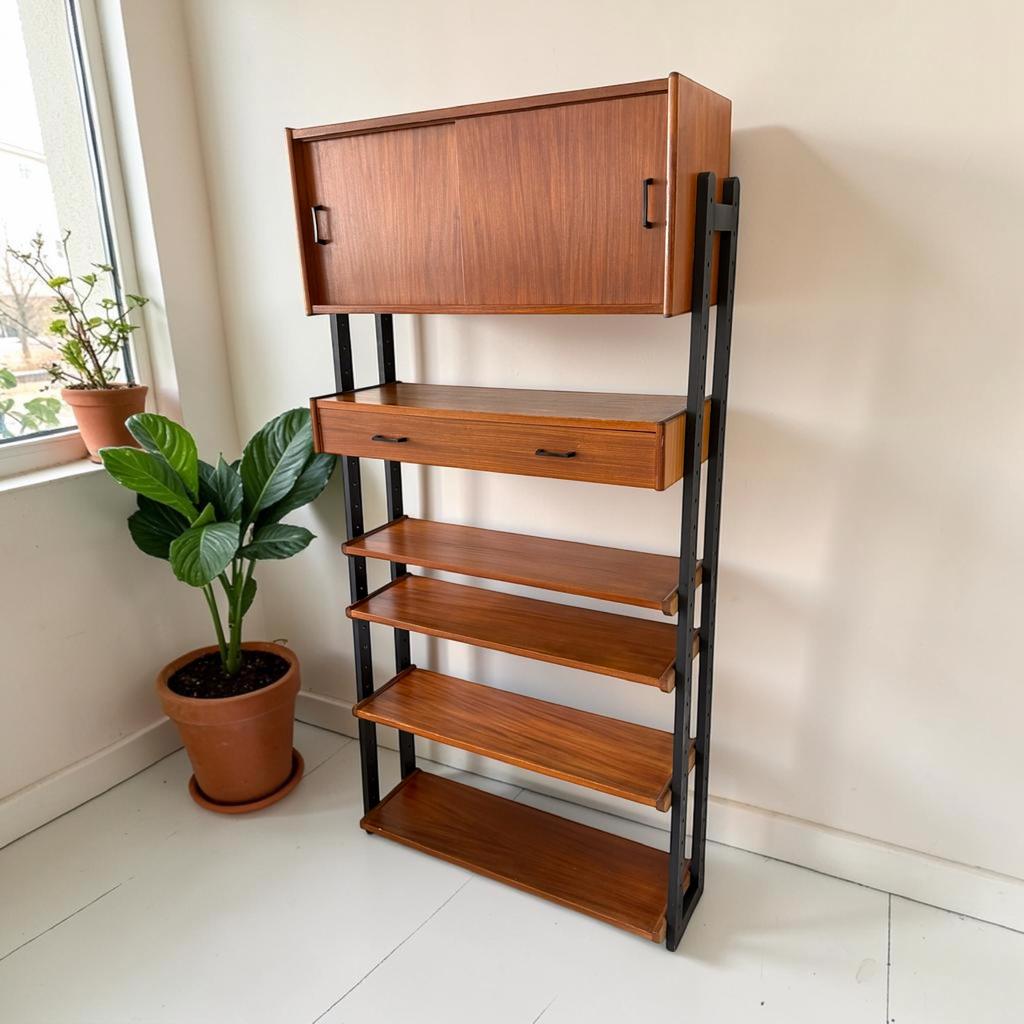 Vintage modulair wandsysteem Simpla Lux | wandkast | teak, Ophalen, Gebruikt, Met deur(en), Teakhout