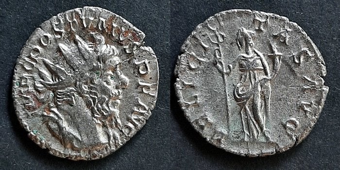 Romeinse dubbele denarius Postumus,  Sear 3108, Verzenden, Overige landen, Zilver