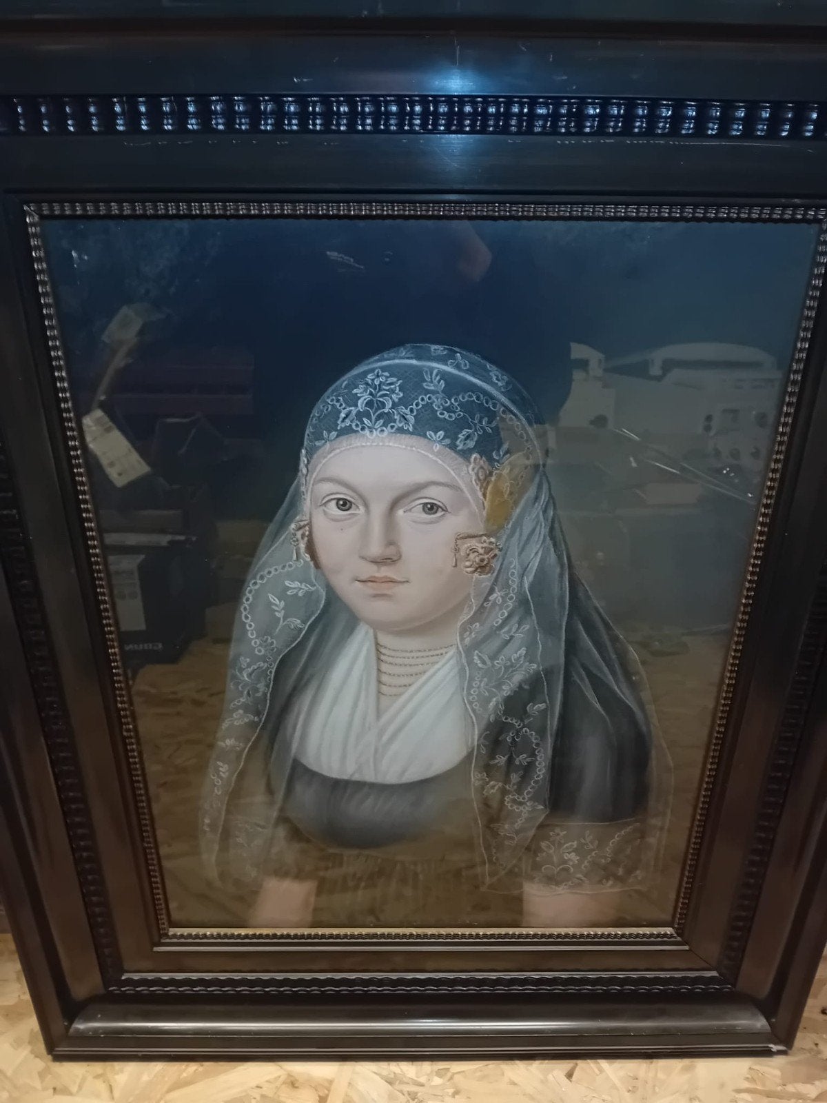 Schilderij W. Lubbers uit 1809 - Vrouw met kanten sluier, Doek, Portret of Personen, Gedateerd, Ophalen of Verzenden