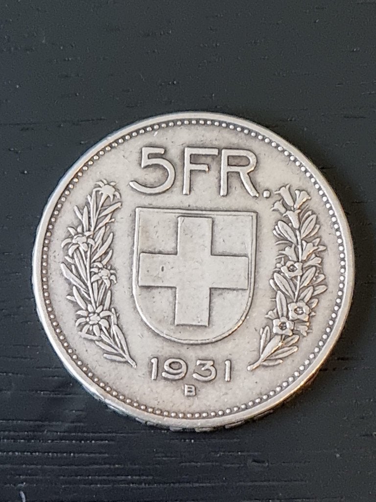 Zwitserland 5 francs 1931, zilver, Postzegels en Munten, Munten | Europa | Niet-Euromunten, Ophalen of Verzenden, Overige landen