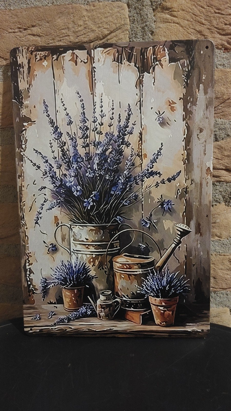 Decoratief bord met lavendelprint - 20x30cm, Huis en Inrichting, Woonaccessoires | Wanddecoraties, Metaal, Meerkleurig, Nieuw