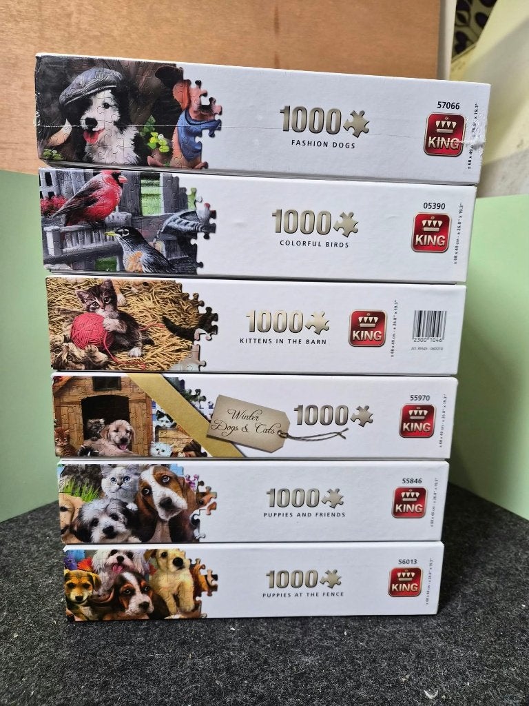 King Puzzels 1000 stukjes - Dieren Collectie, Hobby en Vrije tijd, Ophalen of Verzenden, 500 t/m 1500 stukjes, Gebruikt, Legpuzzel