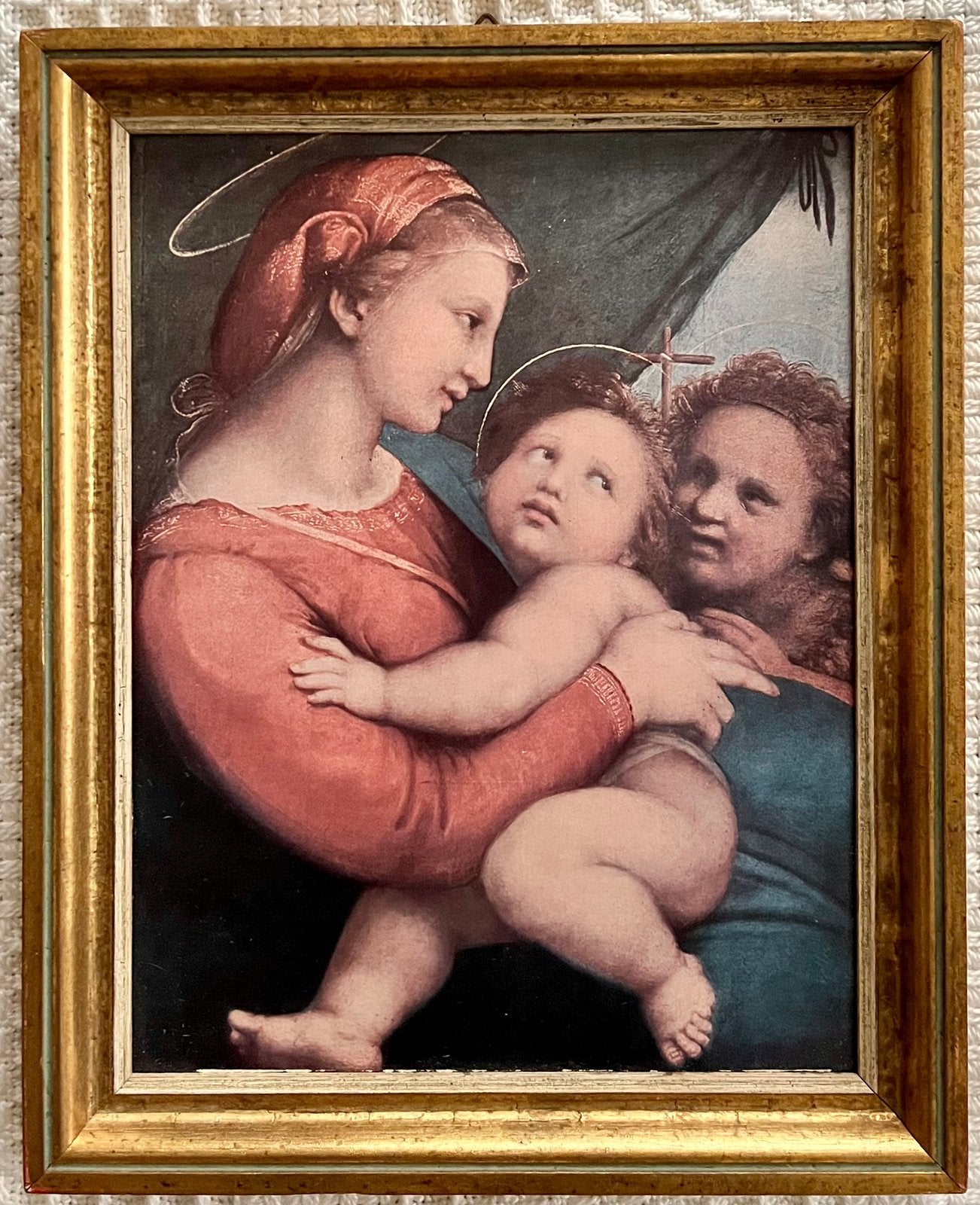 Ingelijste reproductie “Madonna della Tenda”, Doek, Portret of Personen, Olieverf, Klassiek