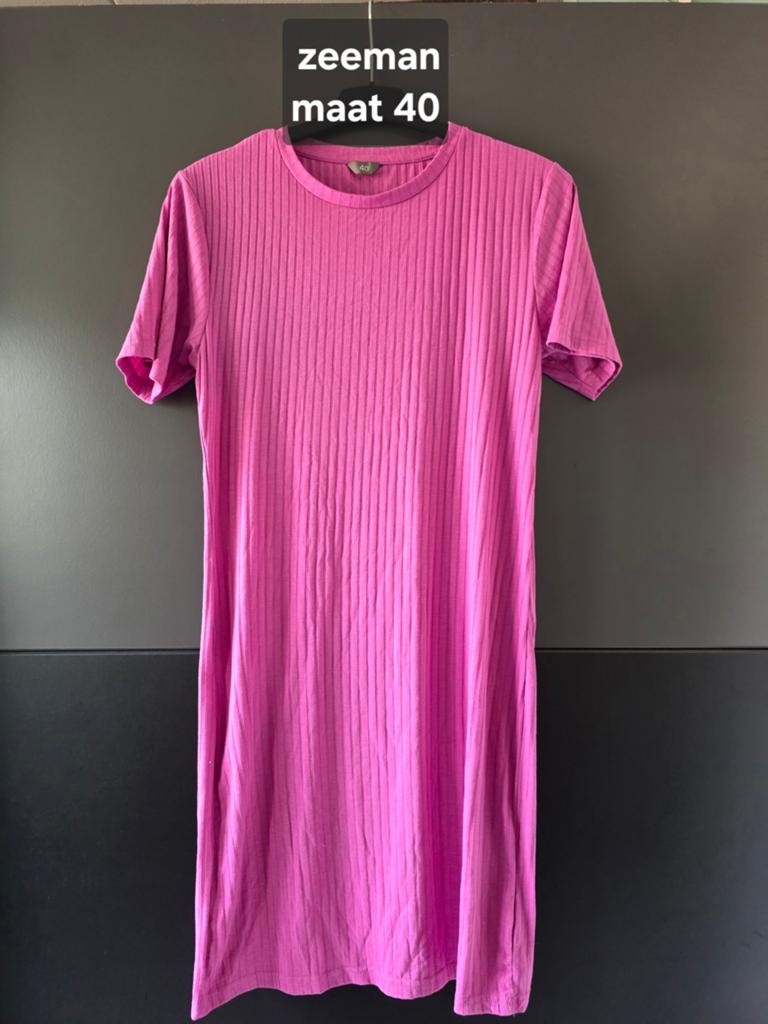Zeeman Geribbelde Jurk Maat 40 Roze, Ophalen of Verzenden