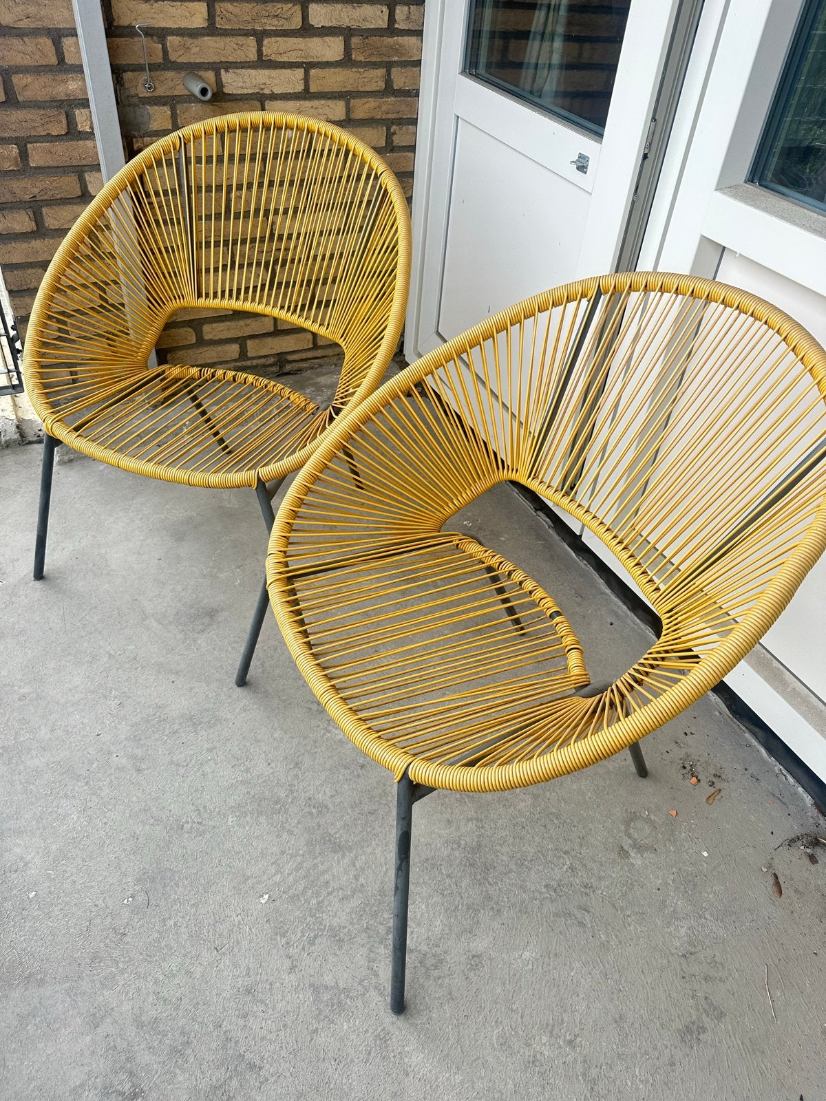 Set van 2 gele tuinstoelen, Ophalen, Gebruikt, Kunststof