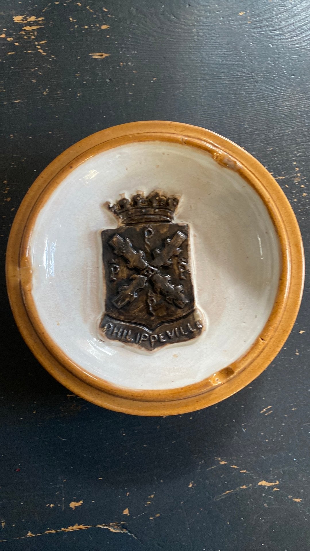 Oude aardewerk asbak Frans, Ophalen of Verzenden