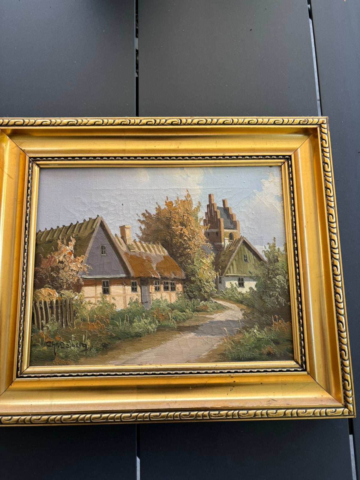 Vintage Scandinavische schilderij Dolberg klassiek, Antiek en Kunst, Kunst | Schilderijen | Klassiek, Ophalen of Verzenden