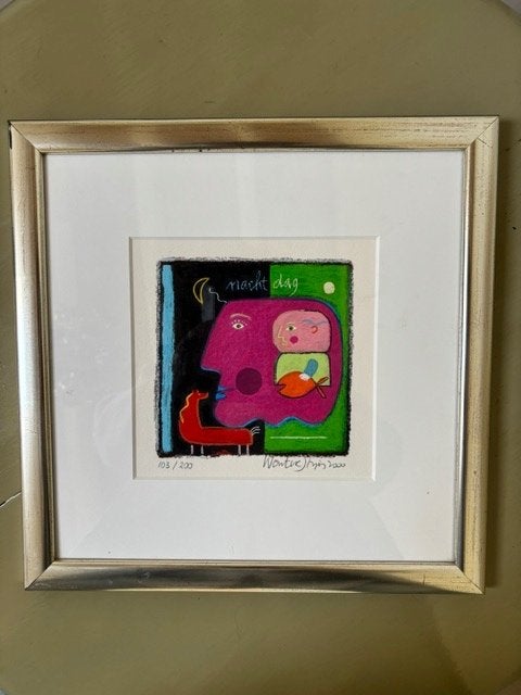 Wouter Stips – Nachtdag 2004 – gesigneerde zeefdruk 103/200, Antiek en Kunst, Personages en Fantasiefiguren, Gesigneerd, Zeefdruk