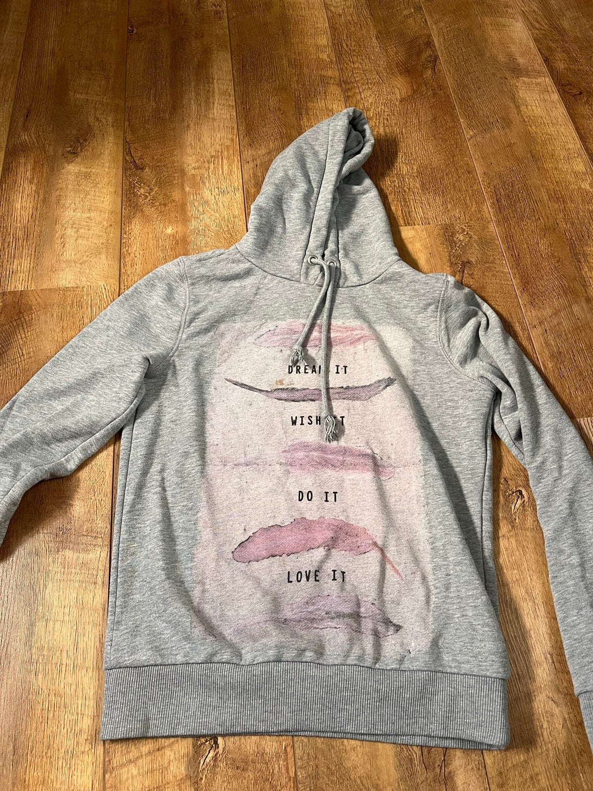 Grijze hoodie met print - Maat M, Ophalen, Gedragen, Maat 38/40 (M), Grijs