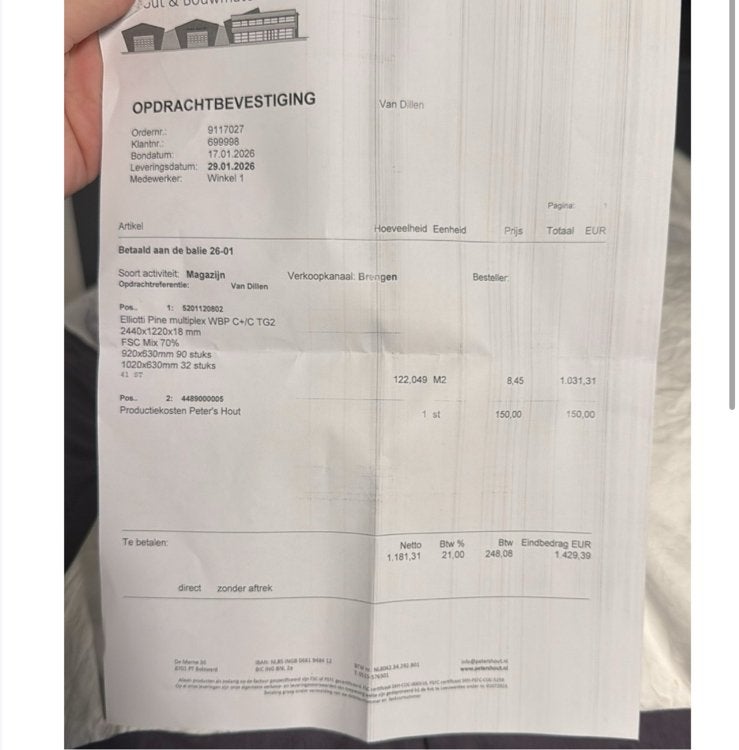 Elliot pine multiplex gezaagd nieuw €1.430, Minder dan 25 mm, Ophalen of Verzenden, Zo goed als nieuw, Plank