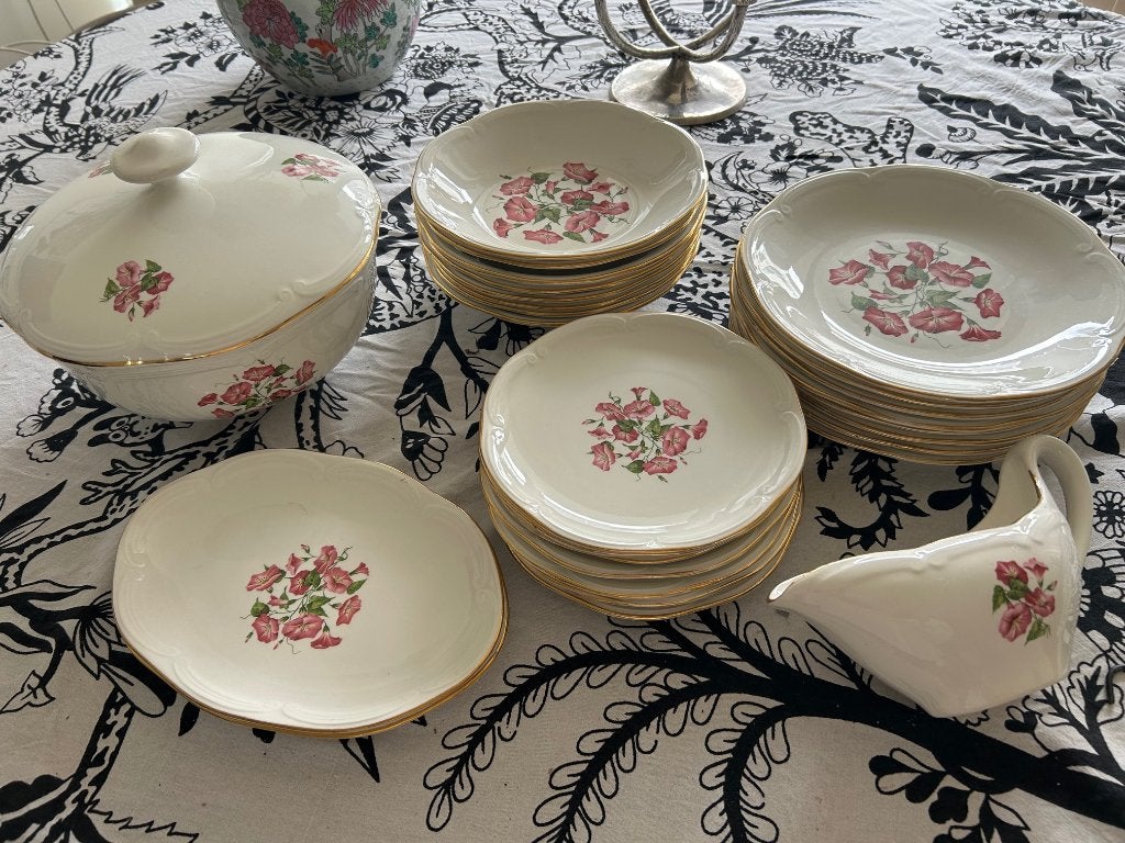 Vintage Gien servies model 'Liseron' met goudrand, Ophalen
