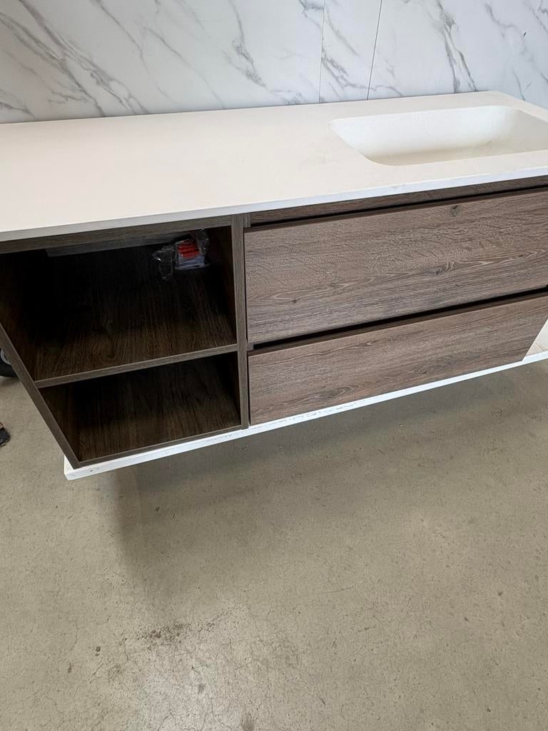 Badkamermeubel 120 cm – Espresso – Solid Surface wastafel, 100 tot 150 cm, Wltradingnl@outlook.com, Nieuw, Ophalen of Verzenden