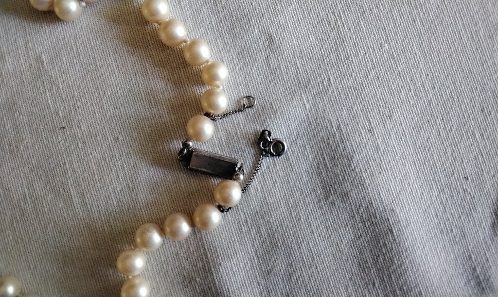 Bloedmooie Parels Ketting Lange Vintage Parels 2x Slot, Ophalen of Verzenden, Gebruikt, Wit, Overige materialen