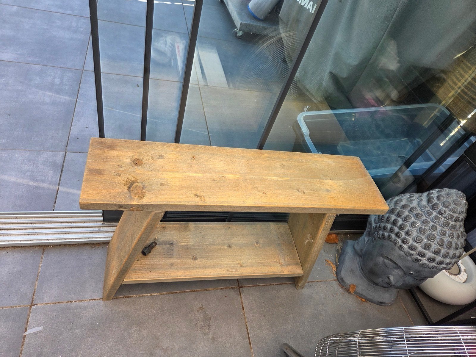 Steigerhouten bankje - robuust en sfeervol, Gebruikt, Minder dan 75 cm, Ophalen of Verzenden, Rechte bank
