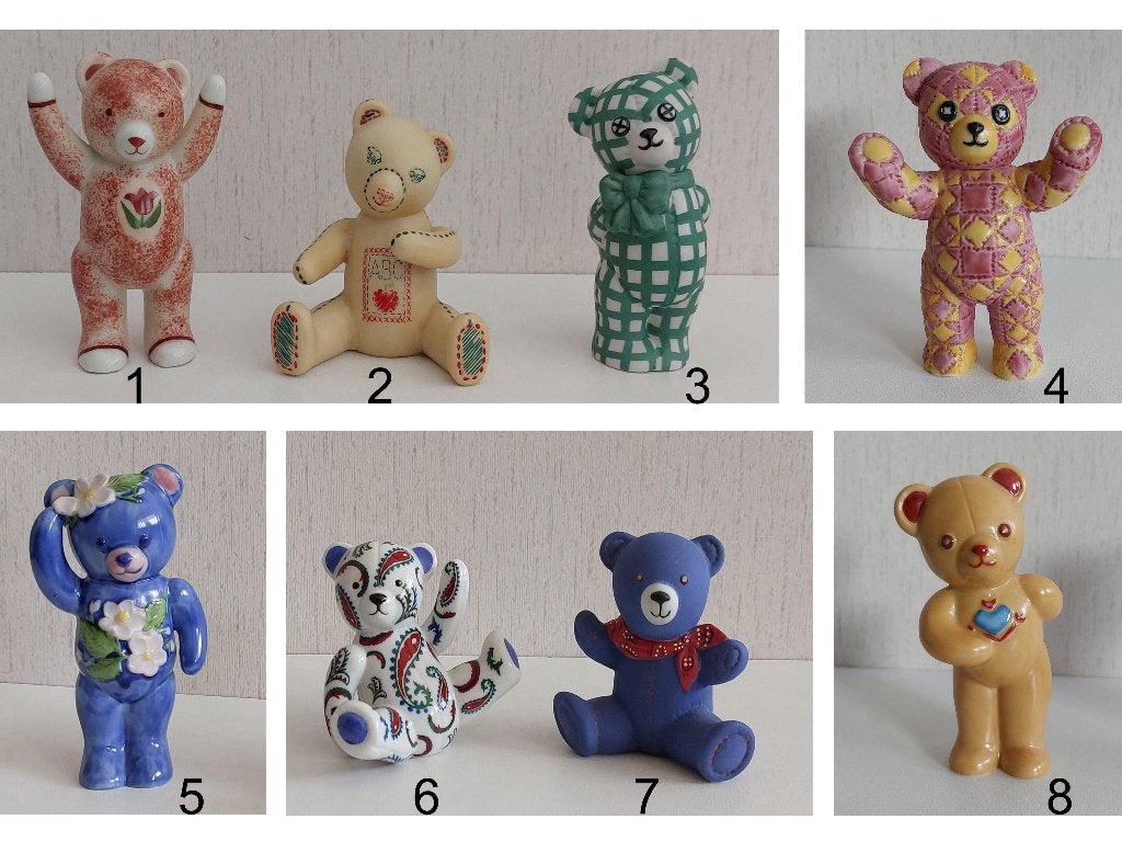 8 vintage teddybeer beeldjes Franklin Mint beren teddyberen, Ophalen of Verzenden, Zo goed als nieuw, Beeldje, Overige merken