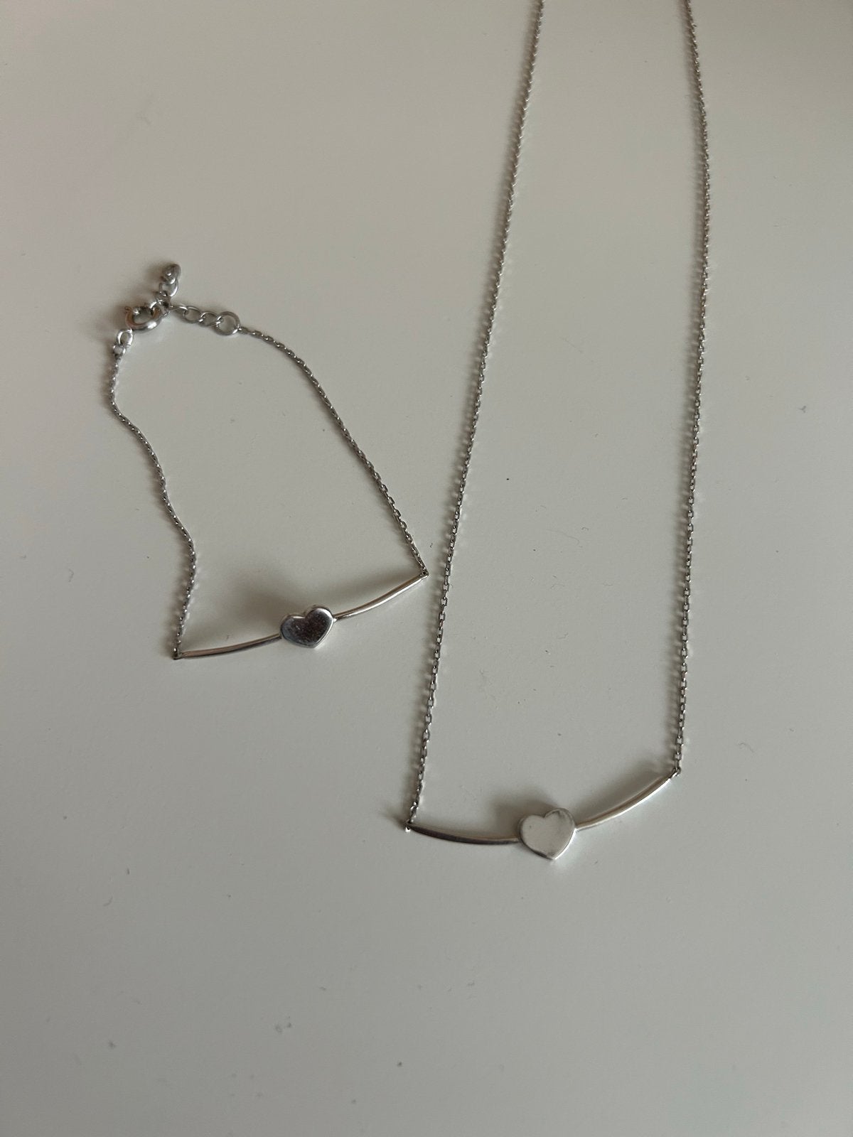 Zilverkleurige ketting en armband met hartje zinzi, Sieraden, Tassen en Uiterlijk, Kettingen, Ophalen of Verzenden, Zo goed als nieuw