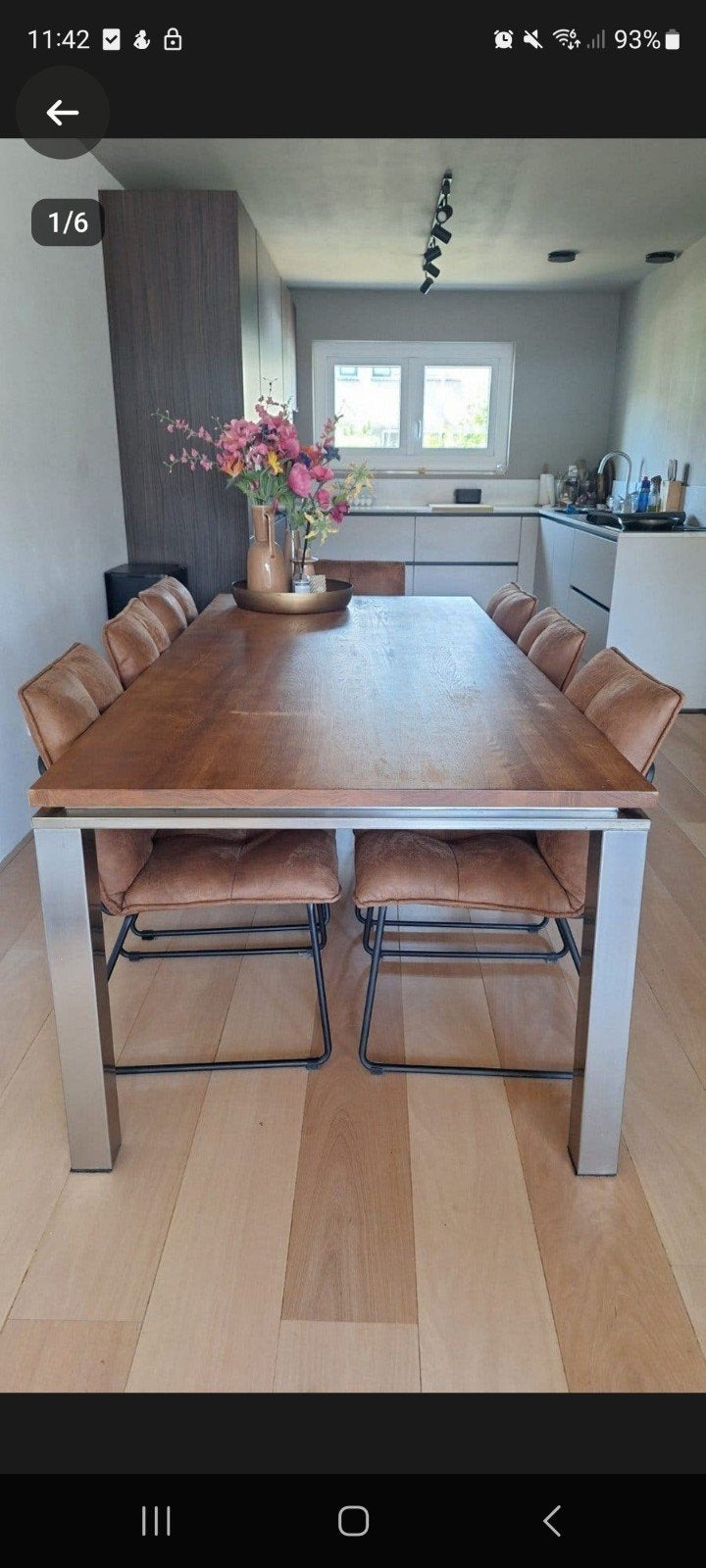 Eetkamertafel massief eikenhout 220x100 deze week €149.-, Huis en Inrichting, Ophalen, Gebruikt, 200 cm of meer, 50 tot 100 cm